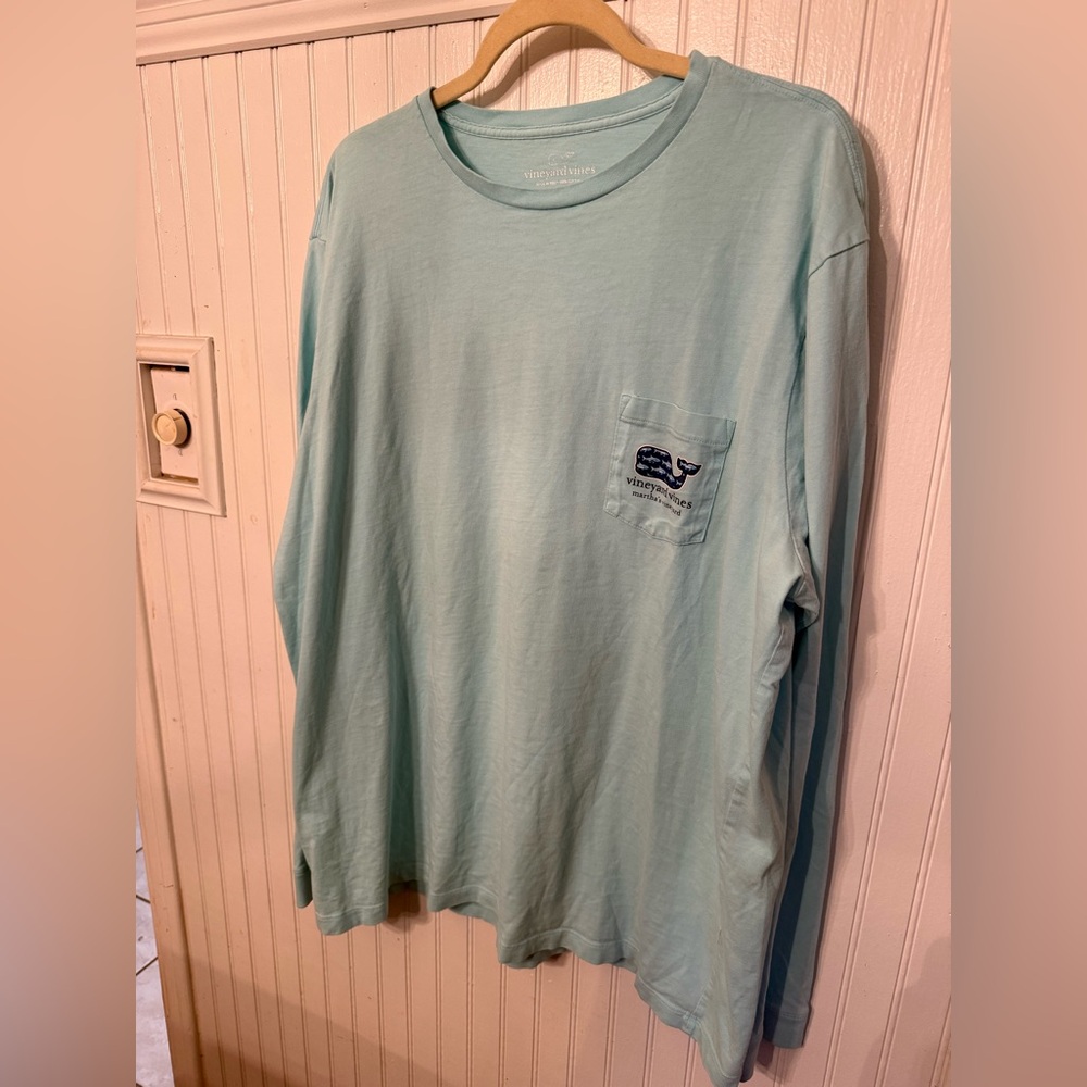 Vineyard Vines Men's Long-Sleeve Pocket Tee - Light Aqua